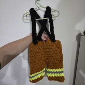 Handmade Crochet Toddler Firefighter Bunker Gear 12-24m New